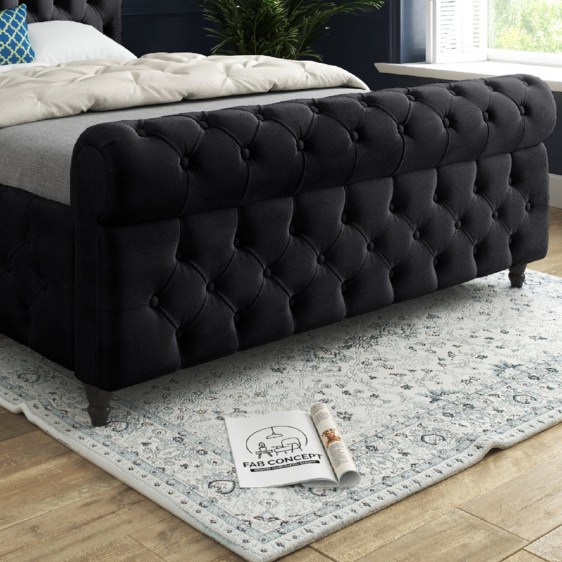 Aleesha Upholstered Bed, Super King (6'), Black