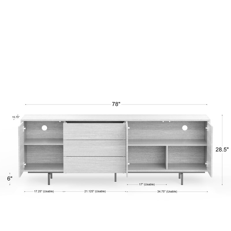 Anirvin Unfinished TV Stand for TVs up to 88", Walnut/Black