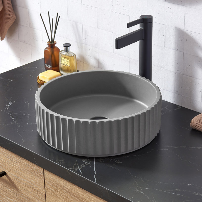 Lagos Grey Concrete Circular Vessel Bathroom Sink