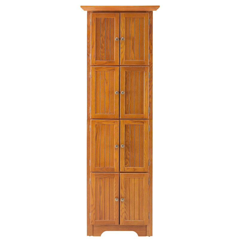 Armoire de coin 72 po avec 8 portes - Gardez vos articles organisés Finition chêne pour bureau à domicile Solution de rangement haute polyvalence Poignées en métal élégantes