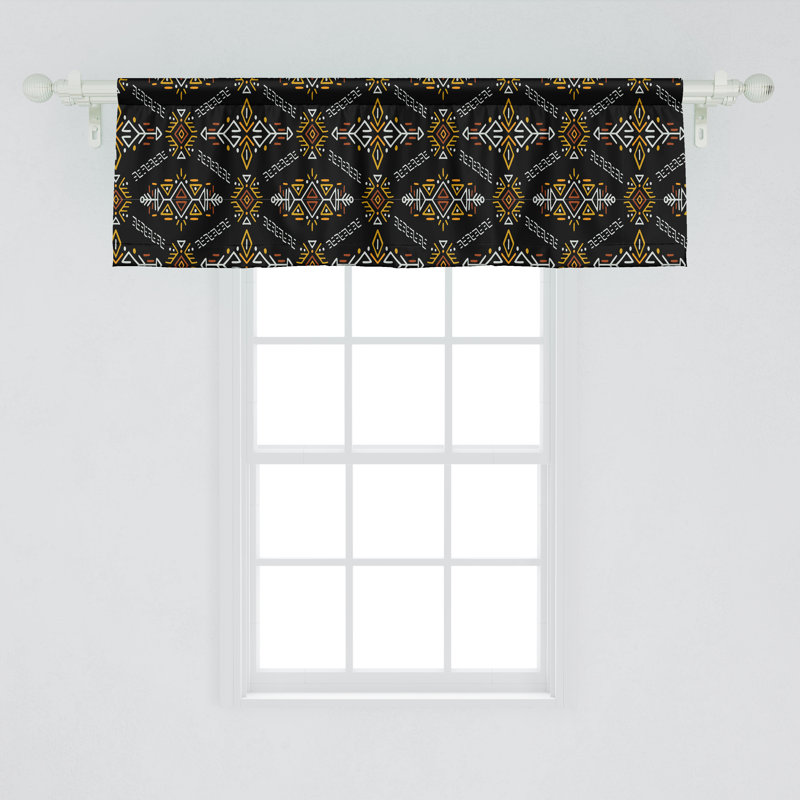 Cantonnière Ambesonne - paquet de 2 - Inspiration aztèque et gris anthracite - gris anthracite, L 54 po x L 12 po