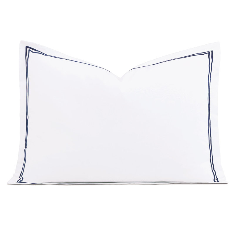 Enzo Cotton Pillow Sham, White/Navy, Queen