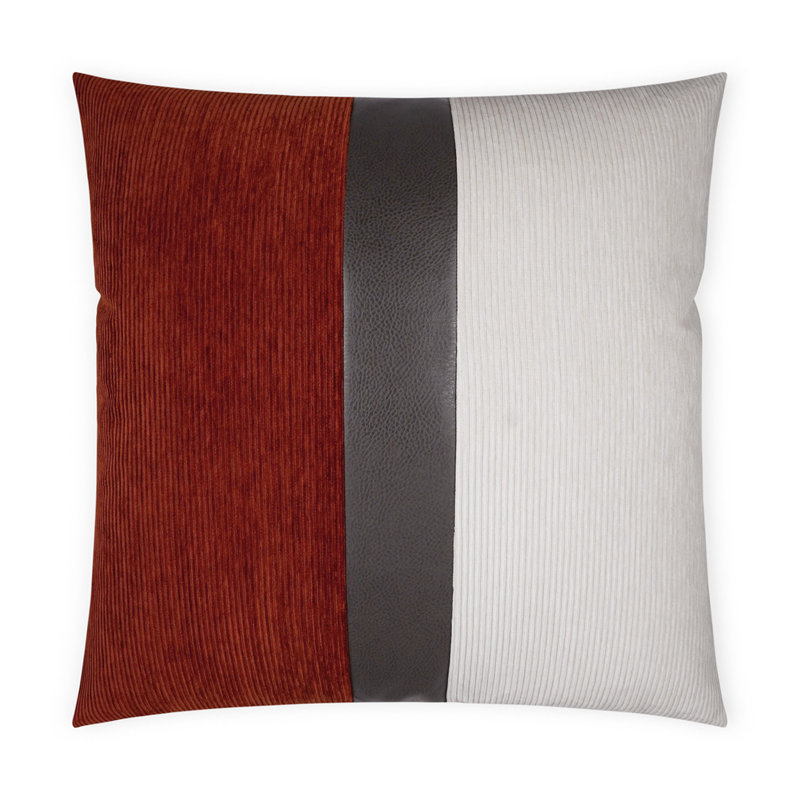 Coussin décoratif Ridge Band, Paprika / ivoire, Carré 24 po