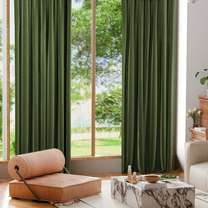 Blackout Velvet Curtains For Bedroom, Living Room And Home Office (Set Of 2), Basque Green, 52" W x 120" L