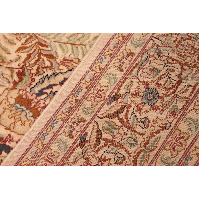 Tapis brun en laine à motif floral fait à la main 6 pi 3 po x 9 pi 1 po Plattsmouth