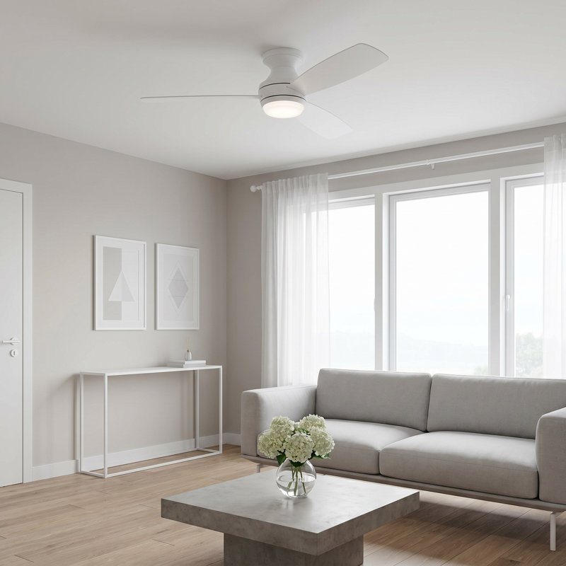 Ikon LED Ceiling Fan, 52", Matte White with White Blades