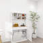 Armoire de cuisine blanche de 67,7 po de hauteur avec 3 tablettes réglables, 2 tiroirs et un compartiment à ordures inclinable, 1 bac à décor moderne. Conception pour la cuisine, la salle à manger, le salon. Rangement généreux, caché