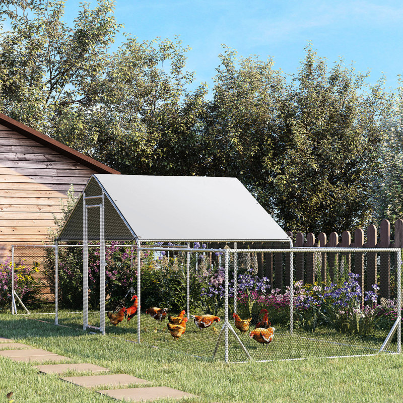 Poulailler en métal et imperméable, spacieux pour les canards, 23 pi x 6,6 pi 6,4 po