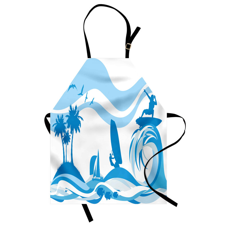 Tablier aquatique East Urban Home unisexe, Surfer Waves Summertime, taille adulte, bleu pâle