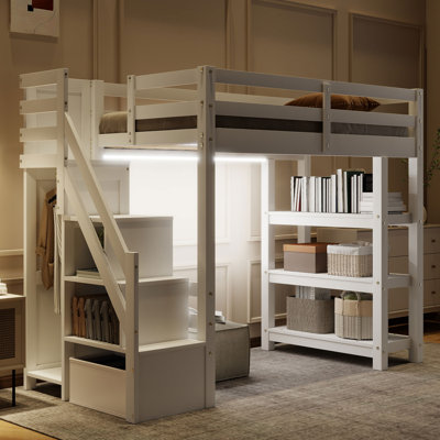 Lit mezzanine avec rangement pour lumières DEL