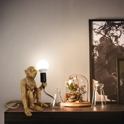 Modern Metallic Painted Monkey Design Table Lamp