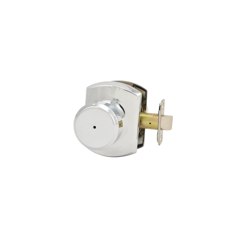 F Series Bowery Privacy Knob set with Greenwich Rosette, Bright Chrome