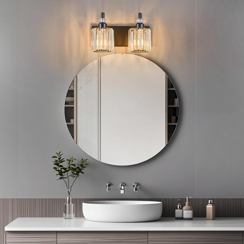 Luminaire de meuble-lavabo moderne avec abat-jour en cristal, éclairage sur miroir pour un décor de salle de bain élégant