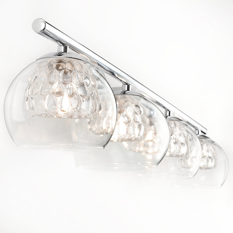 Cono 4-light Bathroom Dimmable Vanity Light 2 Tiers Clear Glass Shade, Chrome