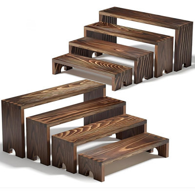 2 Set Wooden Tiered Risers Display Stands for Vendor Events,Stackable Wood Cupcake Display Stand,Farmhouse Decor Wood Dessert Table Display Set,Vendor Booth Display Items,Food Display Risers for Party