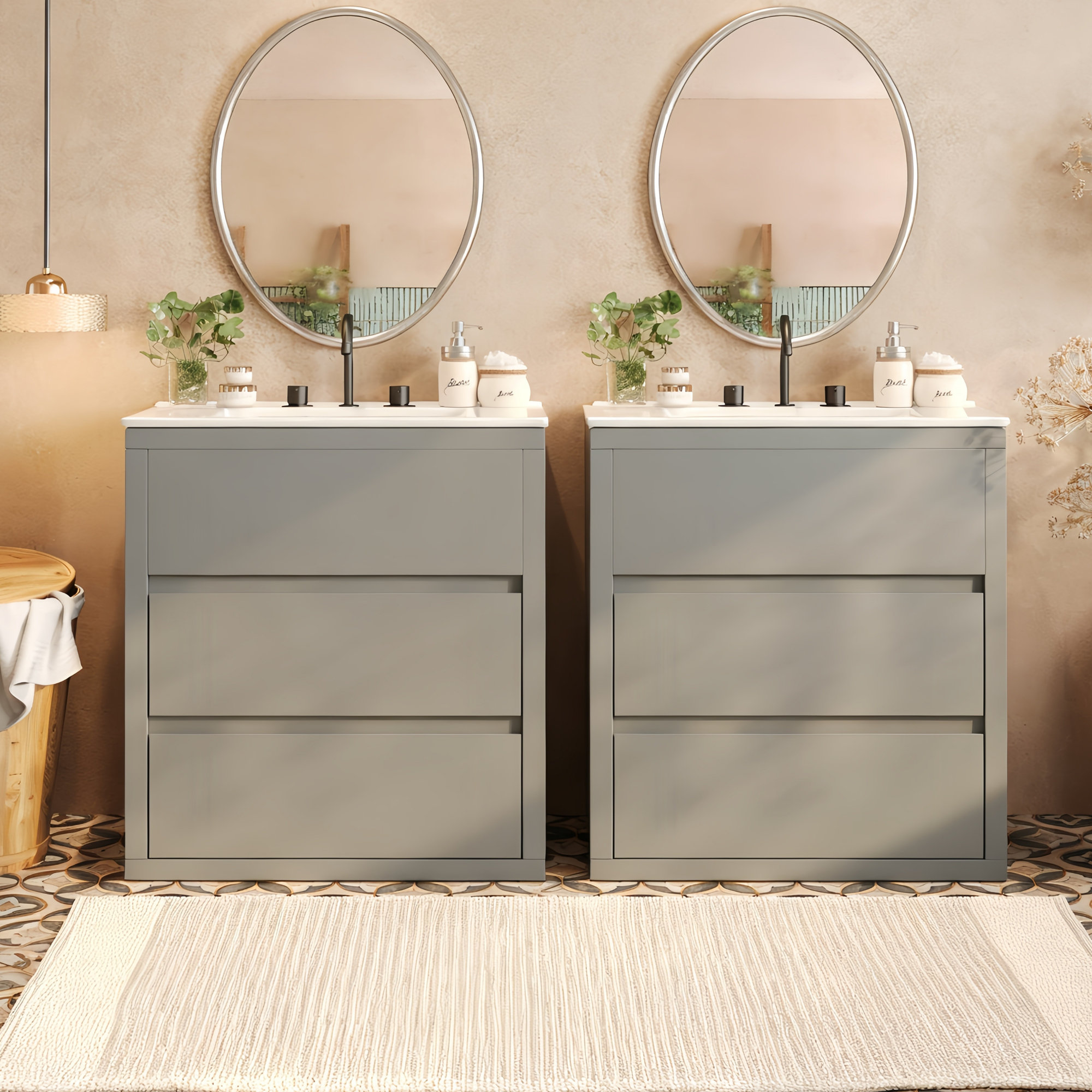 Latitude Run® Double Sinks Bathroom Vanity Set | Wayfair