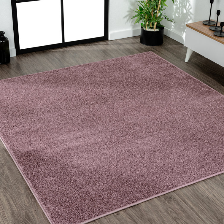 Javeyon Solid Color Machine Woven Polypropylene Area Rug in Light Purple
