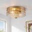 Plafonnier encastré 3 lumières avec abat-jour en verre martelé transparent et métal-735774150