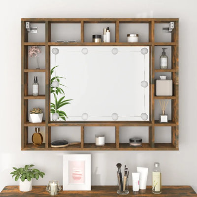 Ivenita Wood Flat Wall Mirror with Shelves