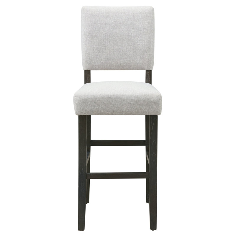 Jennifer Home Upholstered Back Stool with Wood Base for Kitchen, Gray Wash/Heather Gray, Bar Stool (30" Seat Height)