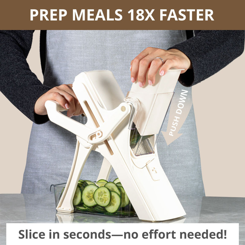 Nutrislicer Mandoline 5-in-1 Multifunctional Vegetable Cutter, BPA Free & Dishwasher Safe, Cream
