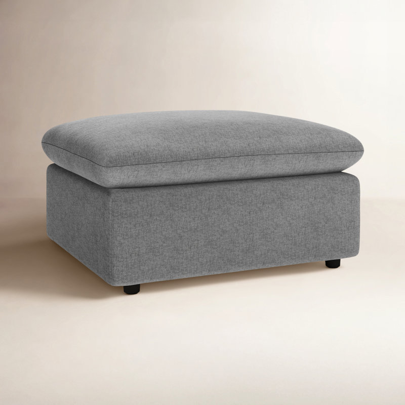 Kallie Upholstered Ottoman, Zuma Charcoal Textured Linen