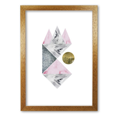 Pink And Grey Abstract Triangles - Print
