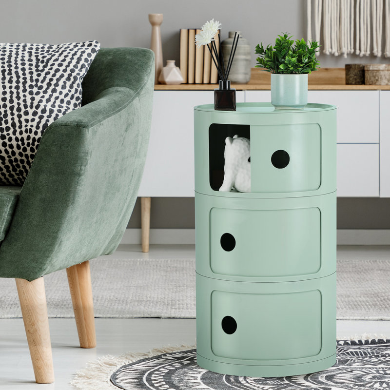 Table de chevet 3 tiroirs Pietrzak, Vert matcha