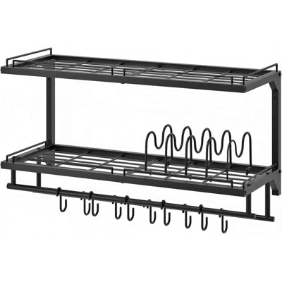 Pot Rack, Wall Mounted Pan Holder, 2-Tier Pot and Pan Organizer, Heavy Duty Pot Hanger