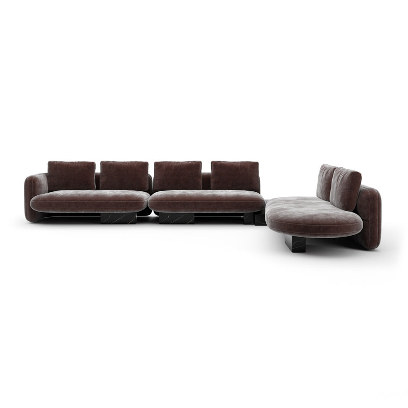 *Overlap L Bumper Sectional Dk Taupe, Brown Polyester Blend