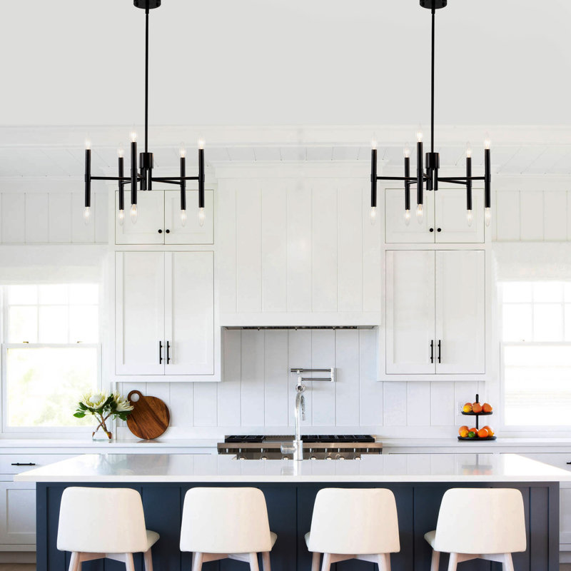 Lustre style campagne moderne 10 lumières noir, Noir