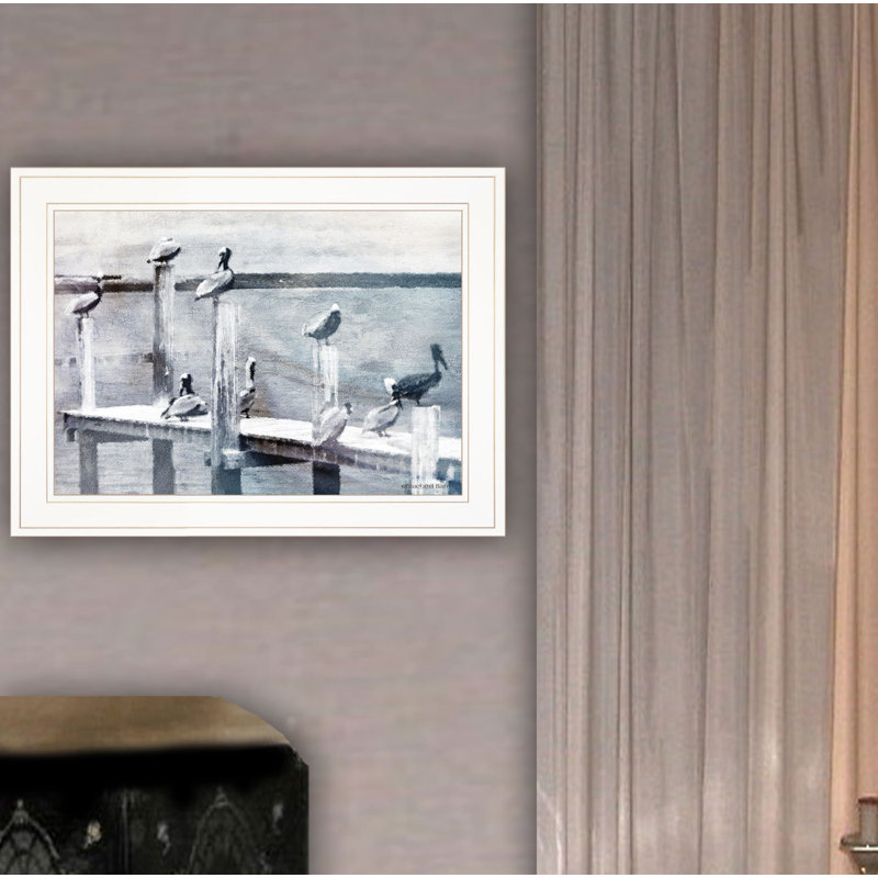 «Birds on a Pier», art mural encadré pour le salon, décoration murale par Bluebird Barn, H 15 po x l 19 po x P 1 po