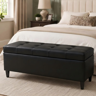 50.5" W Tufted Faux Leather Upholstered Storage Bench