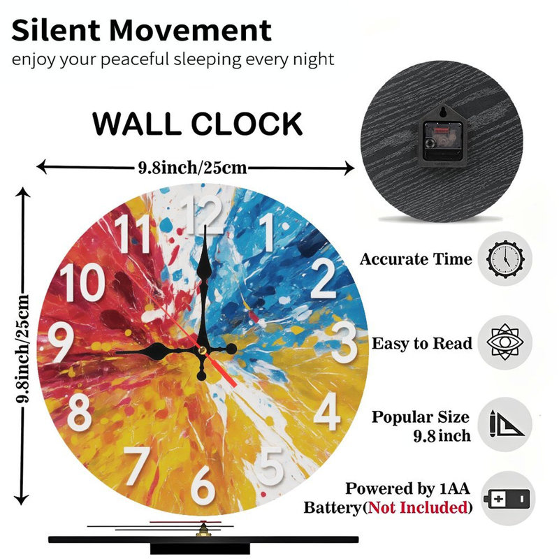 Horloge avec éclaboussures de peinture