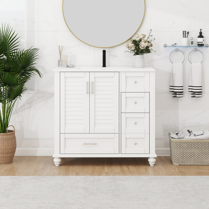 Ensemble de meuble-lavabo 36 "avec lavabo 36", Blanc