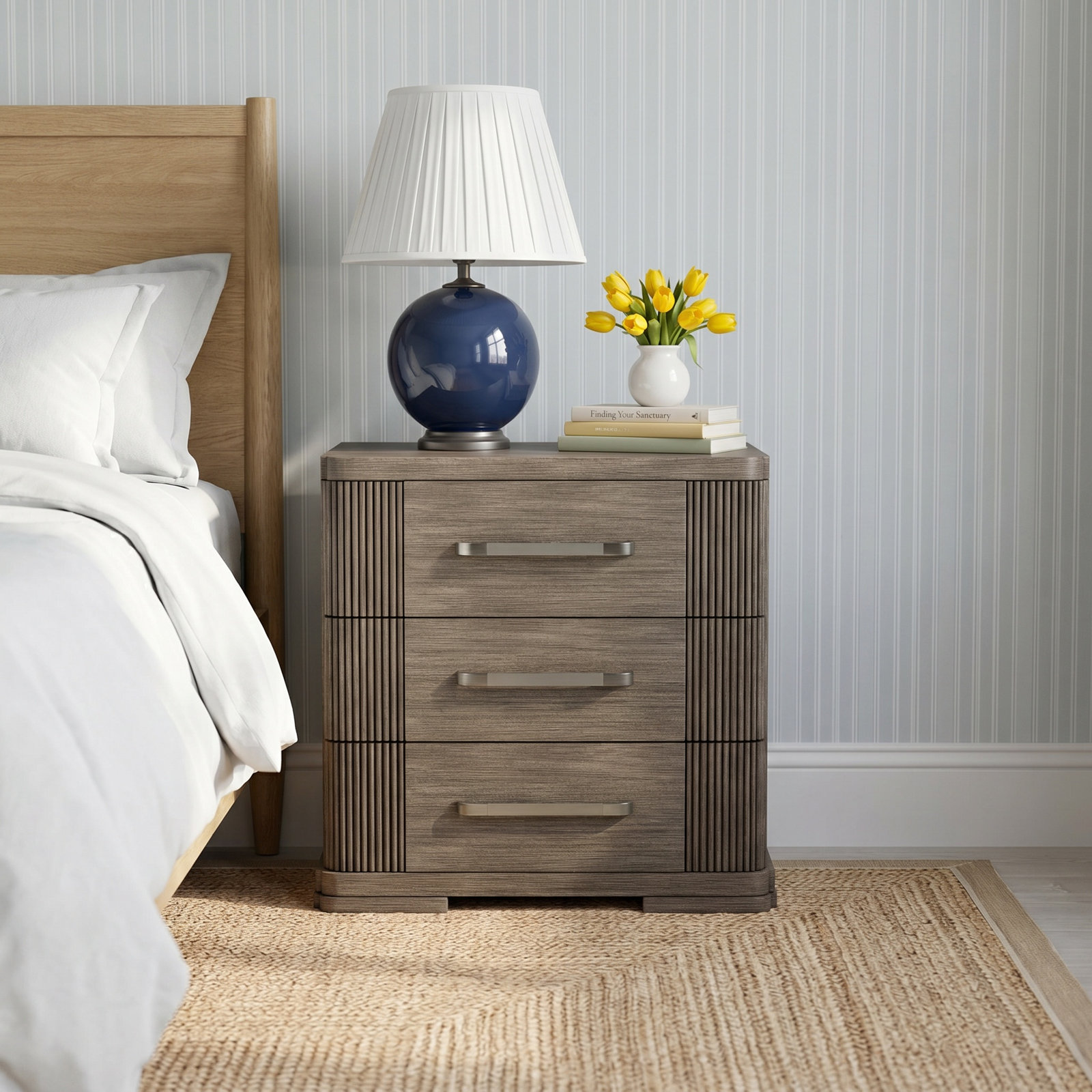 3-Drawer Distressed Nightstand