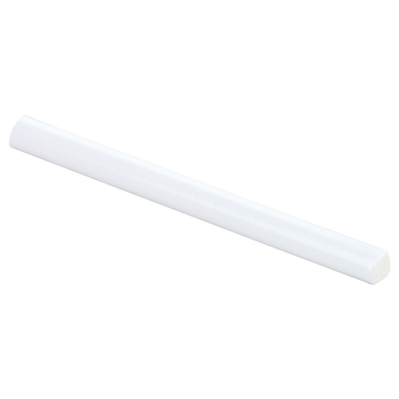 Orion White Glossy Ceramic Quarter Round Bullnose Tile Trim 8''