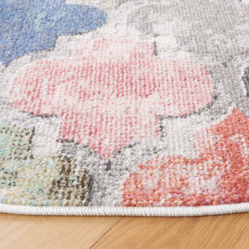 Tapis bleu / rouge Edroy, Rond 6 pi 7 po