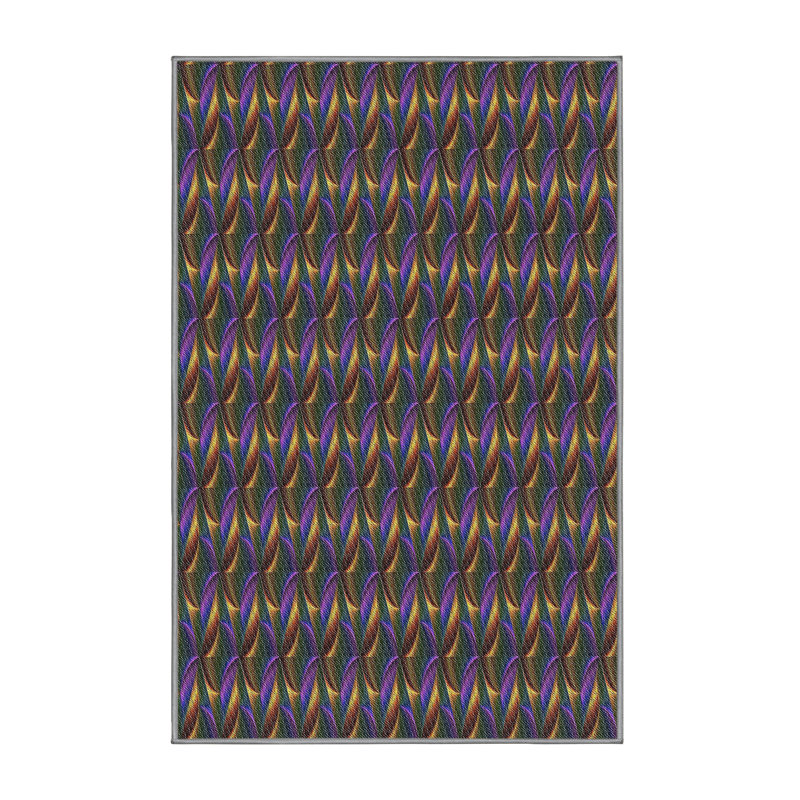 Tapis bleu/rose à motifs, Rectangle 5 pi x 7 pi