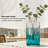 Ombre 10" Hand Blown Clear Teal Glass Vase