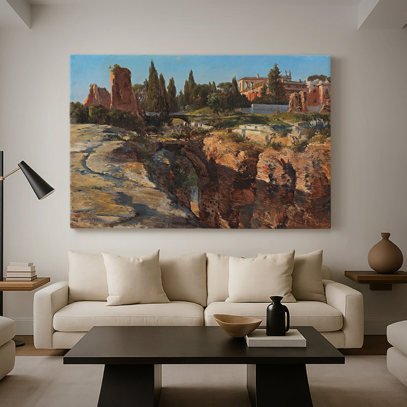 Ruines romaines - Edward Theodore Compton - Toile tendue avec châssis-c. Fin du 19e siècle / début du 20e siècle, 32 x 48