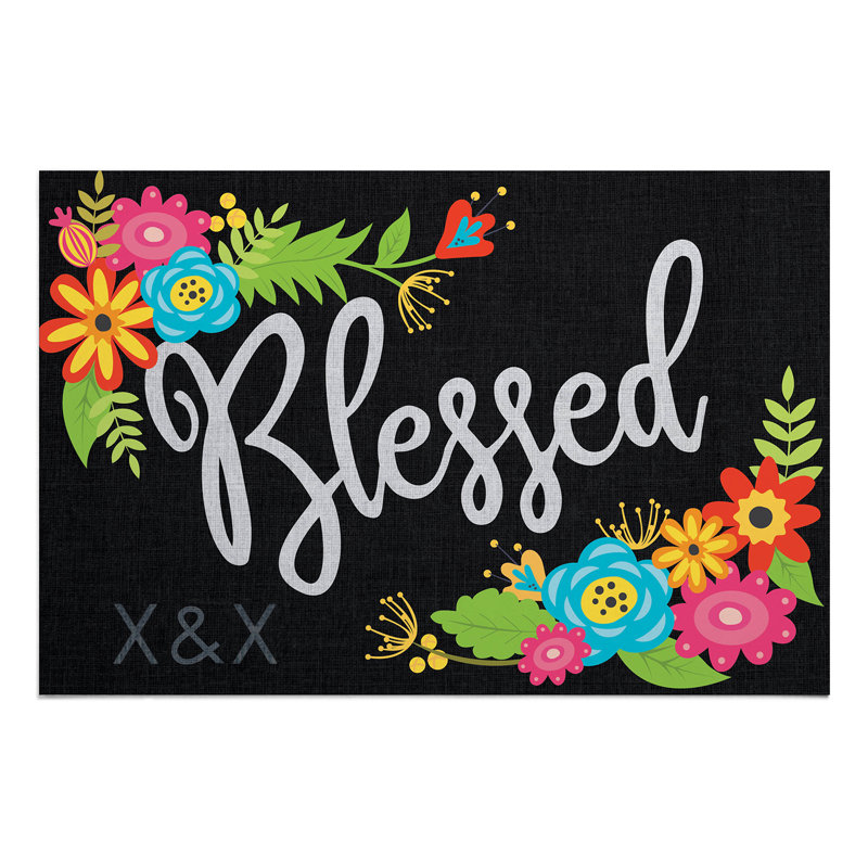 Tapis d'extérieur antidérapant Destainy Floral Blessed 27 po x 18 po, Oui