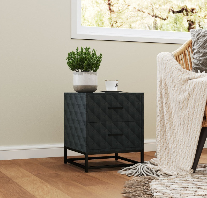40cm W Bedside Table, Black