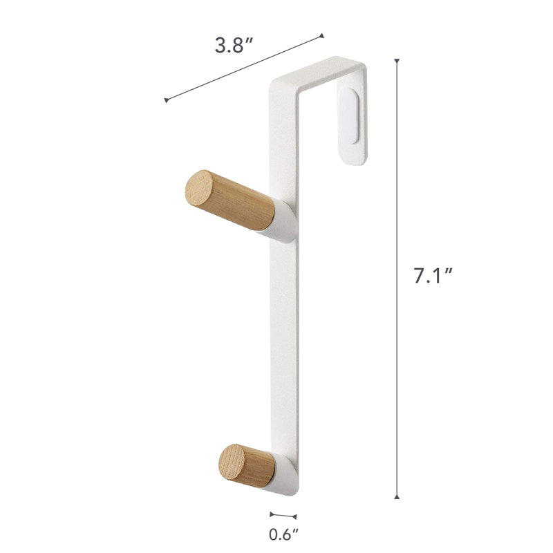 White Metal and Wood Over-the-Door Hook