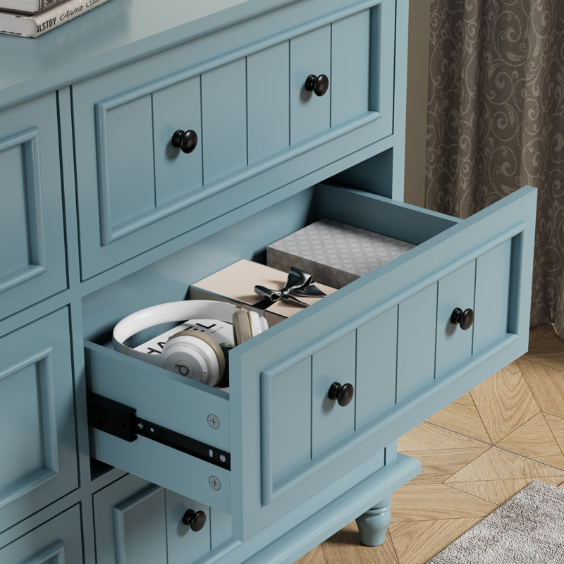 Commode double 6 tiroirs 47,2 po Amarilys, Bleu