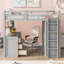 Full Size Loft Bed With Drawers,Desk,And Wardrobe-Grey-112583721