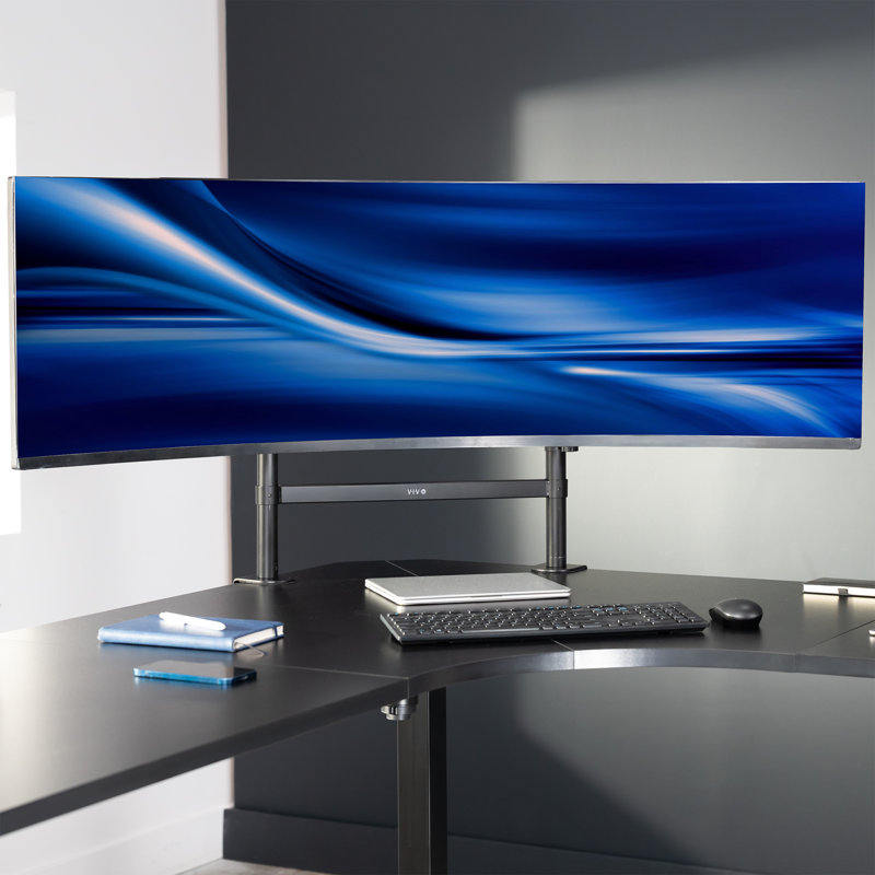 VIVO Single Ultrawide Monitor Desk Mount, 2 Poles, Up to 57" Ultrawide Screen