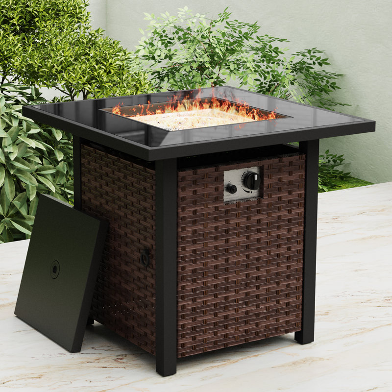 28'' Propane Fire Pit Table, 50,000 BTU Steel Gas Fire Pit for Outdoor, Outside Patio Deck, Brown