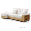 Canapé-lit convertible - Lit double pliant multifonctionnel avec rangement, accoudoir et tiroir, table rabattable 2 porte-gobelets pour salon, appartement, bureau, beige, tissu en lin de coton doux,-2072649444