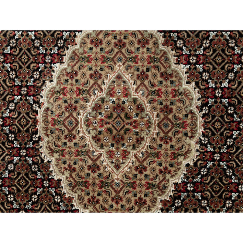 Tapis brun / brun clair noué à la main de conception unique 4 pi x 6 pi Fransien